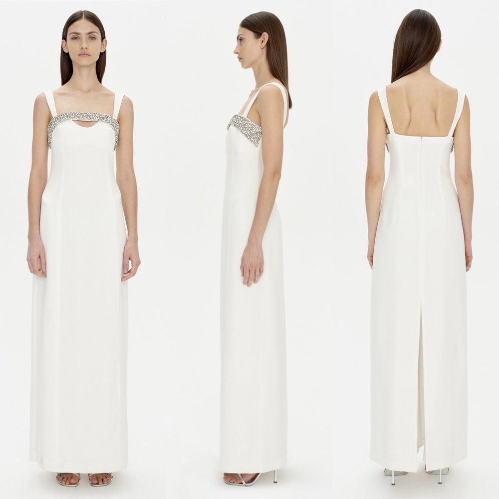 SIMKHAI Lennox crystal-embellished cutout crepe gown Size 4